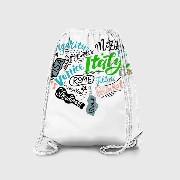 Рюкзак «Символы Италии: леттеринг в форме сердца»