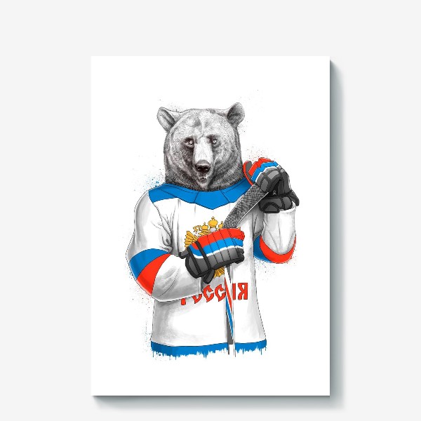 Холст «Медведь Хоккеист»