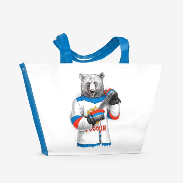 Пляжная сумка «Медведь Хоккеист»