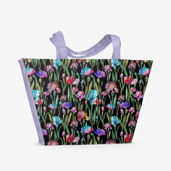 Пляжная сумка «Ирисы паттерн цветы»