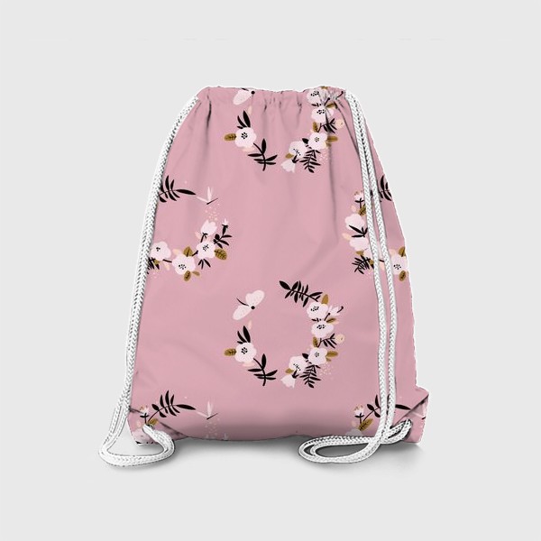 Рюкзак «Узор с розовыми цветочными венками»