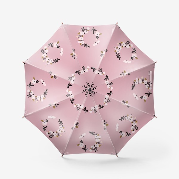 Зонт «Узор с розовыми цветочными венками»