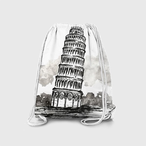 Рюкзак «Пизанская башня. Черно-белая иллюстрация »
