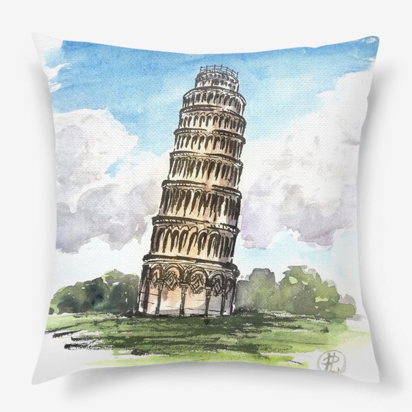 Подушка «Пизанская башня. Цветная иллюстрация »
