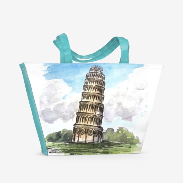 Пляжная сумка &laquo;Пизанская башня. Цветная иллюстрация &raquo;