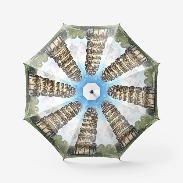 Зонт &laquo;Пизанская башня. Цветная иллюстрация &raquo;