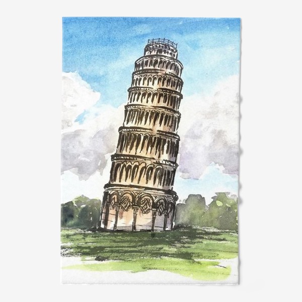 Полотенце «Пизанская башня. Цветная иллюстрация »