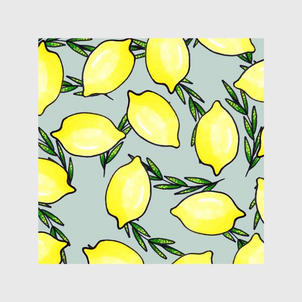 Шторы «Сочные желтые лимоны с зелёными веточками»