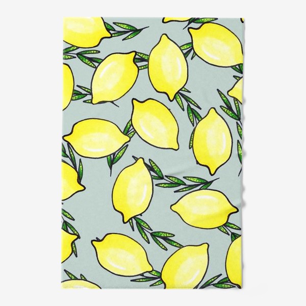 Полотенце «Сочные желтые лимоны с зелёными веточками»