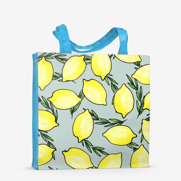 Сумка-шоппер &laquo;Сочные желтые лимоны с зелёными веточками&raquo;