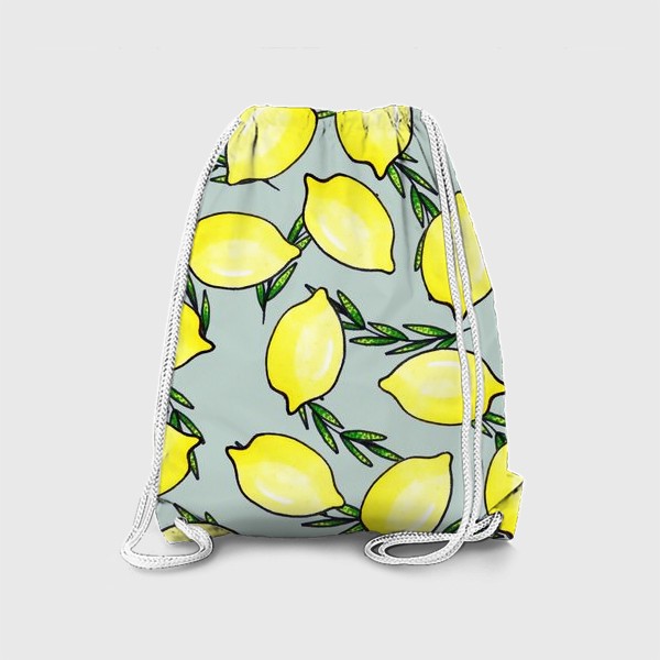Рюкзак «Сочные желтые лимоны с зелёными веточками»