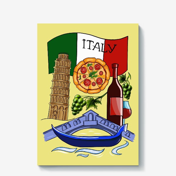 Холст «Италия. Любовь моя. Итальянская раскраска в красках.»