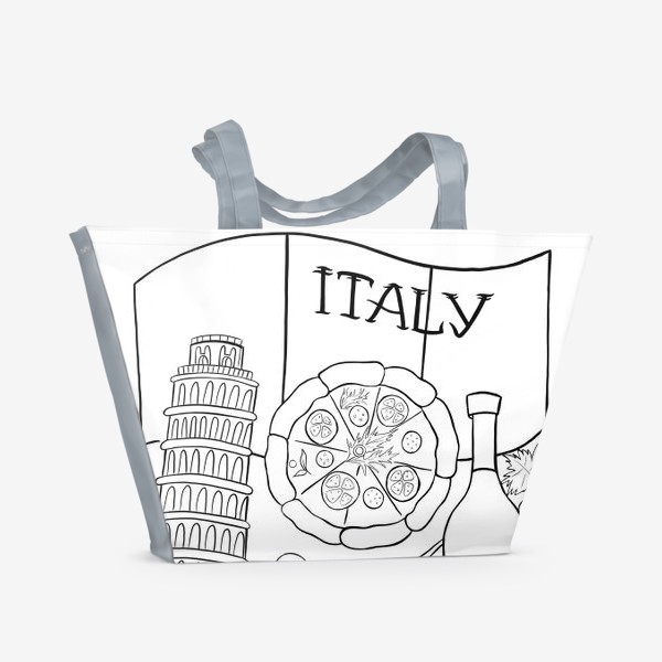 Пляжная сумка «Итальянская раскраска. Черно-белая любовь.»