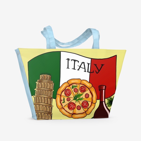 Пляжная сумка &laquo;Италия. Любовь моя. Итальянская раскраска в красках.&raquo;