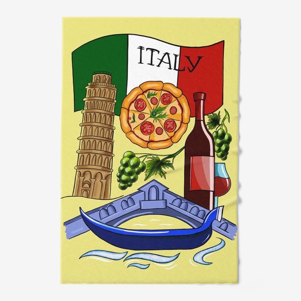 Полотенце «Италия. Любовь моя. Итальянская раскраска в красках.»