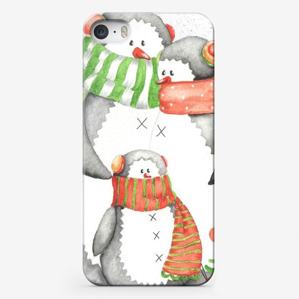 Чехол iPhone &laquo;Снеговички - Пингвины&raquo;
