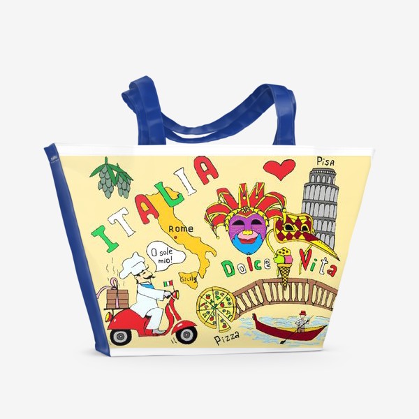 Пляжная сумка «Моя любовь!!! Моя Италия!!!»