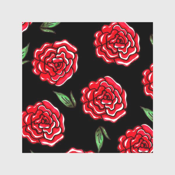 Скатерть &laquo;Красные розы.Цветы на черном фоне&raquo;