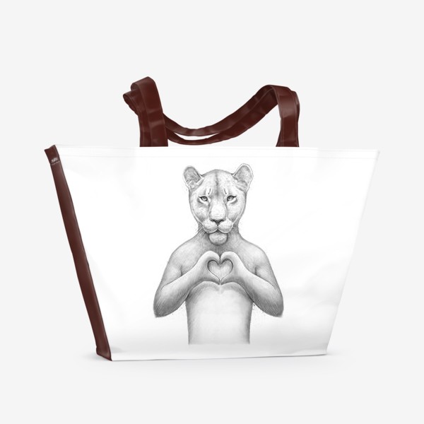 Пляжная сумка «Львица с сердцем»