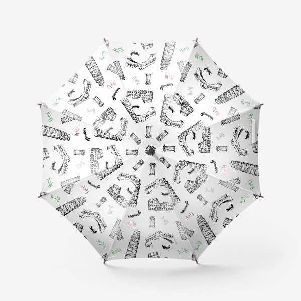 Зонт &laquo;Итальянская Раскраска. Безшовный паттерн с архитектурными символами Италии.&raquo;