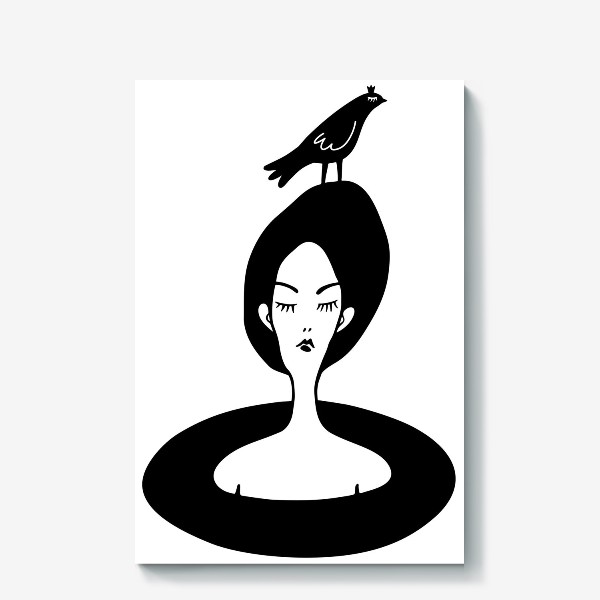Холст «девушка и птица»