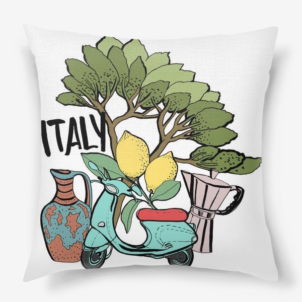 Подушка «Юг Италии цветной принт»