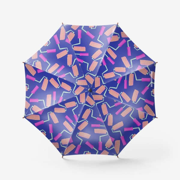 Зонт «Для женщин-строителей. Строительные валики на фиолетовом фоне»