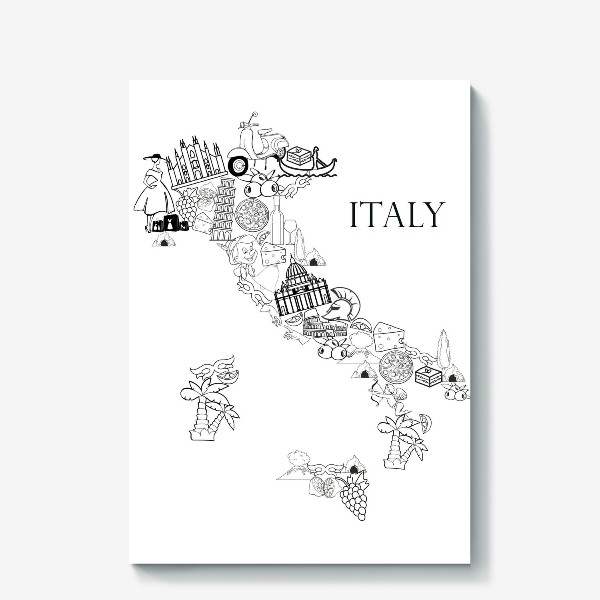 Холст «Карта Италии»