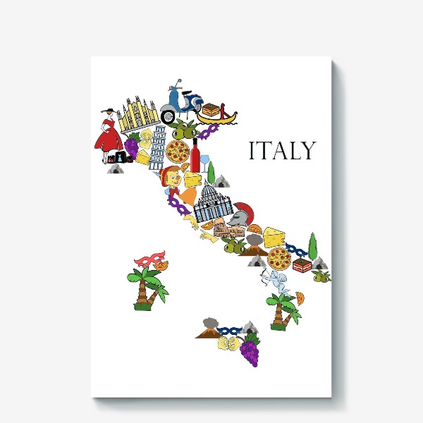 Холст &laquo;Карта Италии&raquo;