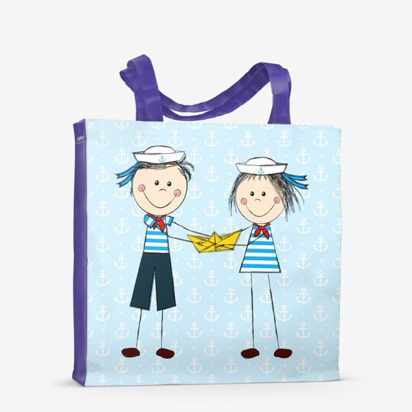 Сумка-шоппер «Мальчик и девочка с бумажным корабликом»
