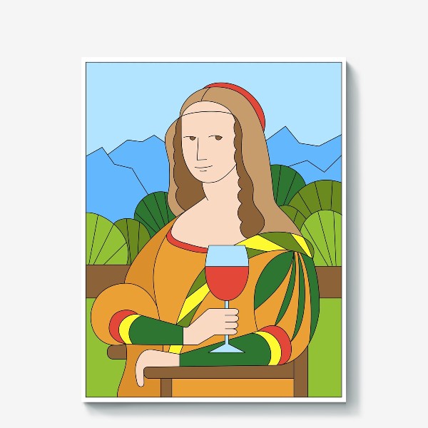 Холст «Джоконда и вино»