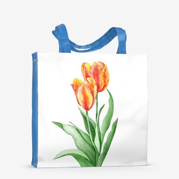 Сумка-шоппер «Тюльпан, акварельная ботаническая иллюстрация»