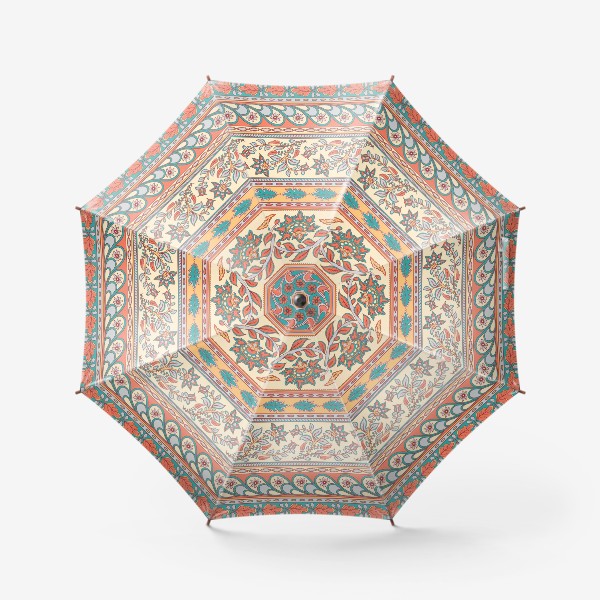 Зонт &laquo;Цветочные орнаменты в индийском стиле. Каламкари.&raquo;