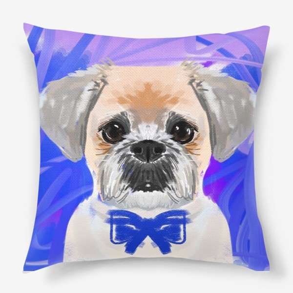 Подушка «собака на синем фоне»