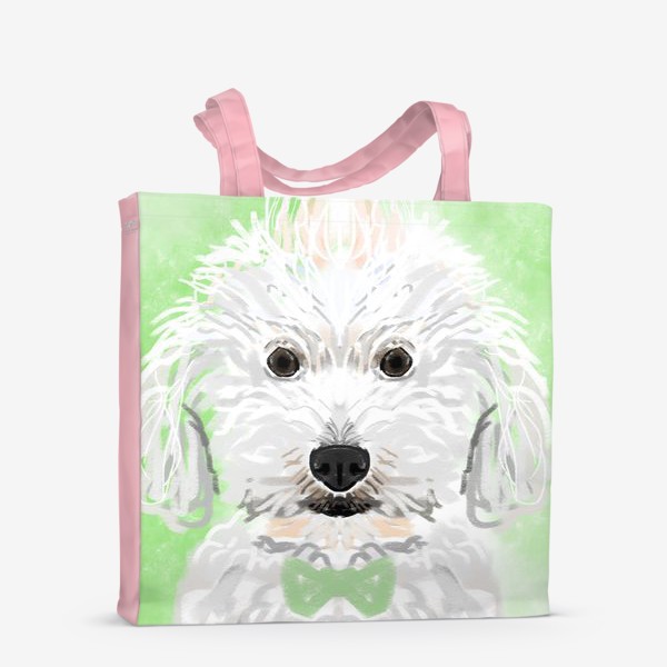 Сумка-шоппер «собака с зеленым бантом»