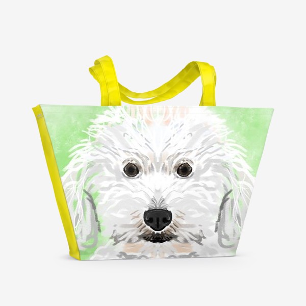 Пляжная сумка «собака с зеленым бантом»