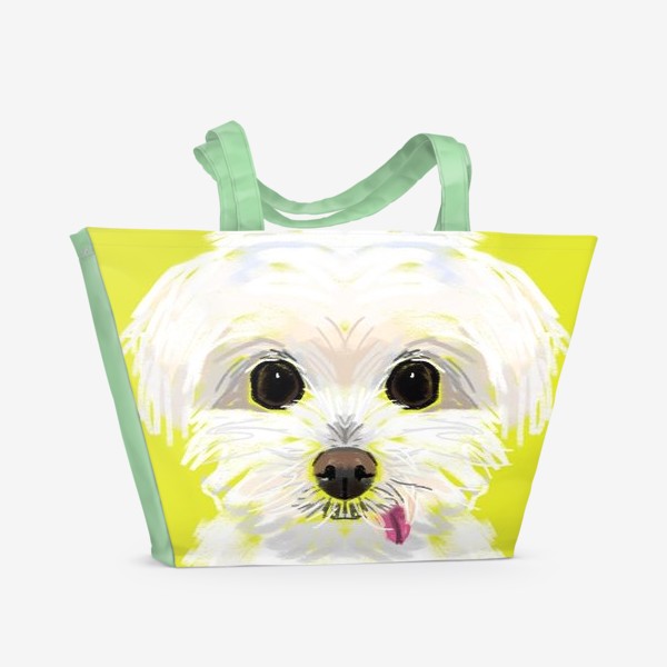 Пляжная сумка &laquo;Белая собачка мальтийская болонка&raquo;