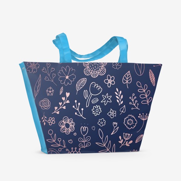 Пляжная сумка &laquo;цветы на синем фоне&raquo;
