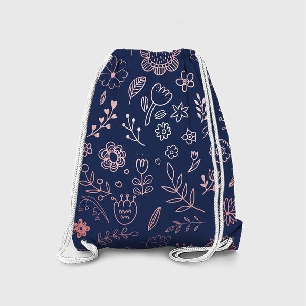 Рюкзак «цветы на синем фоне»
