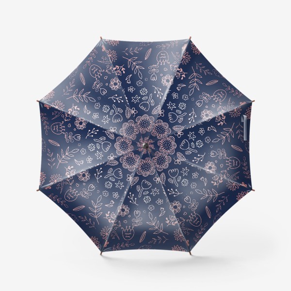 Зонт «цветы на синем фоне»