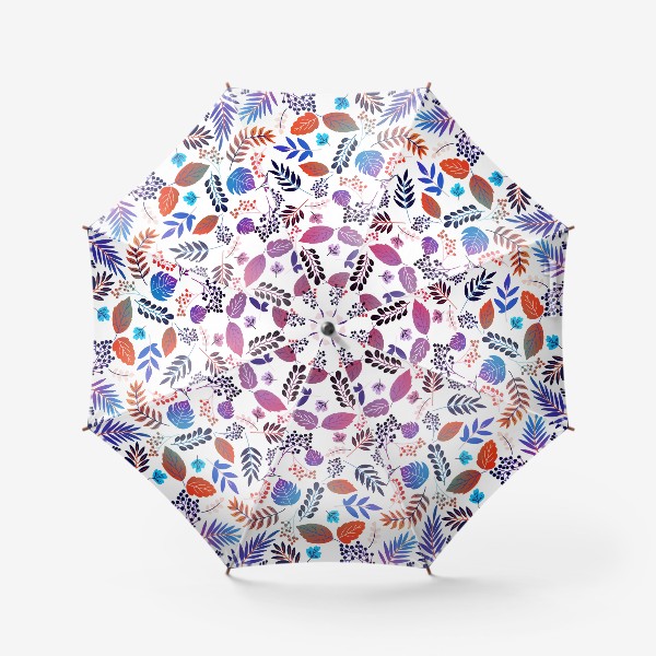 Зонт «Листья и ягоды на белом»