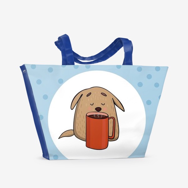 Пляжная сумка «Пёс и чашка кофе»
