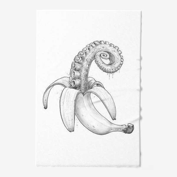 Полотенце «Банан осьминог чёрно-белый»