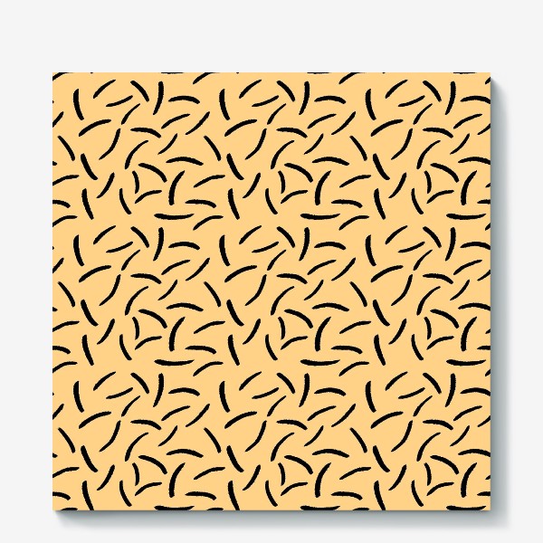 Холст «Минималистичный паттерн с черными штрихами/Minimalistic pattern with black strokes on ocher background»