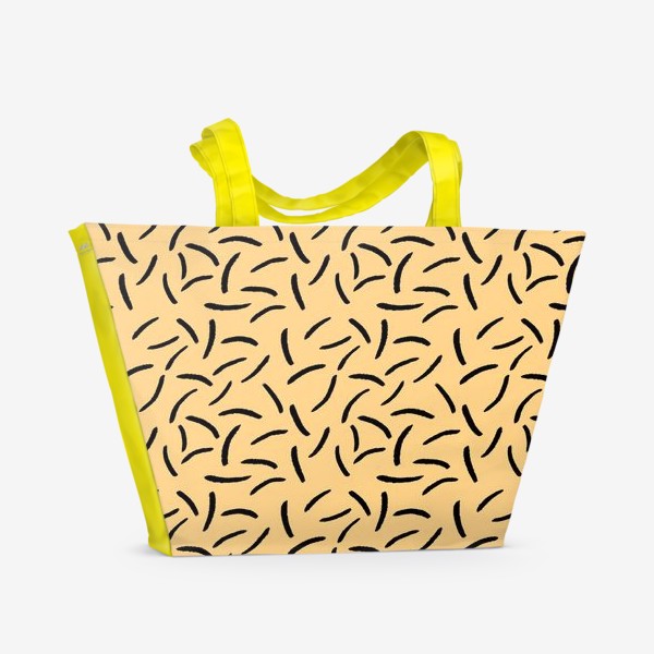 Пляжная сумка «Минималистичный паттерн с черными штрихами/Minimalistic pattern with black strokes on ocher background»