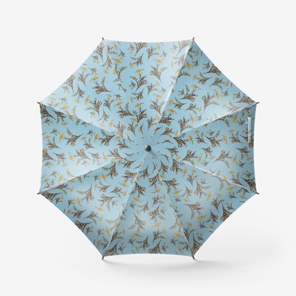Зонт &laquo;Паттерн с настоящими сухими полевыми цветами на голубом фоне&raquo;