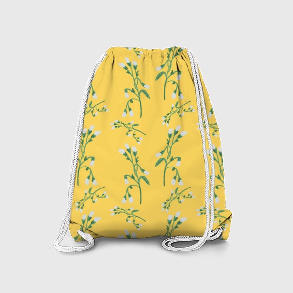 Рюкзак «Паттерн со светло-голубыми цветами на желтом фоне»