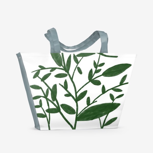 Пляжная сумка &laquo;Эко-френдли принт с зелеными листьями go green &raquo;