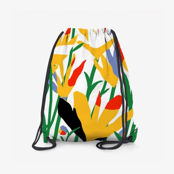 Рюкзак «Яркие абстрактные цветы на белом фрне»