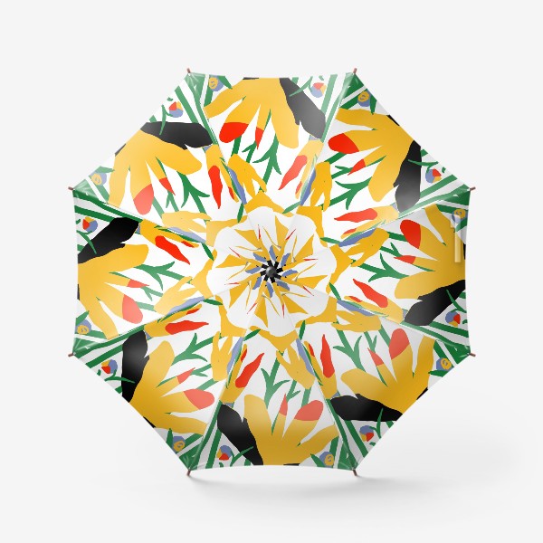Зонт &laquo;Яркие абстрактные цветы на белом фрне&raquo;